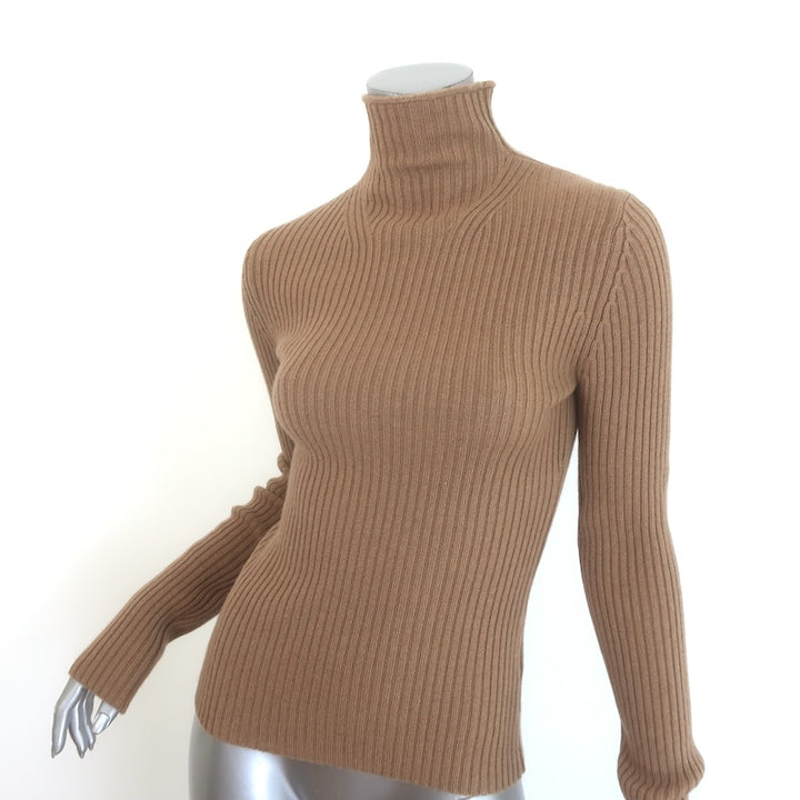 Nili Lotan Freda Ribbed Cashmere Turtleneck Sweater Camel Size Small NEW