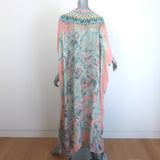 Camilla Garden of Dreams Round Neck Silk Caftan Pink Printed Silk One Size