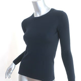 Theory Crewneck Sweater Navy Kralla Evian Stretch Wool Knit Size Petite