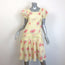 LoveShackFancy Reggie Midi Dress Yellow Floral Print Embroidered Cotton Size 0