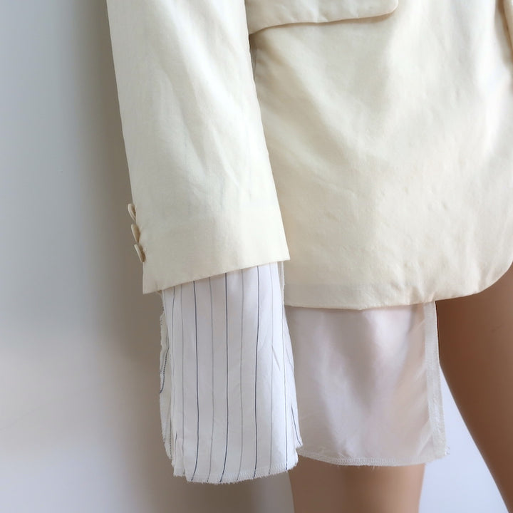 Comme des Garcons Homme Plus Layered Blazer Ivory Size Extra Large NEW