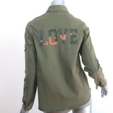 Zadig & Voltaire Bonnie Love Military Shirt Army Green Cotton Size 16 / SMALL