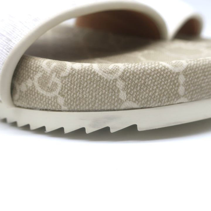 Gucci GG Supreme Slide Sandals Cream/Beige Canvas Size 7