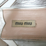Miu Miu Glitter Crisscross Platform Slingback Sandals Silver Size 40
