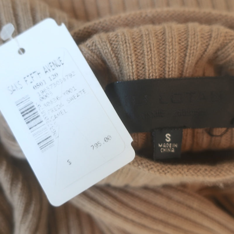 Nili Lotan Freda Ribbed Cashmere Turtleneck Sweater Camel Size Small NEW