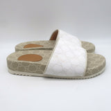Gucci GG Supreme Slide Sandals Cream/Beige Canvas Size 7