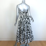 La Ligne Bee Smocked Midi Dress White/Black Printed Cotton Poplin Size Medium
