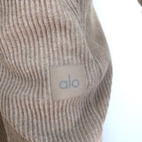 Alo Yoga Muse cropped hoodie and sweatpants set in gravel heather, authentic pre-owned luxury loungewear, size M
