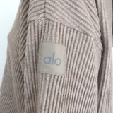 Alo Yoga Muse cropped hoodie and sweatpants set in gravel heather knit, authentic pre-owned luxury, size M