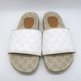 Gucci GG Supreme Slide Sandals Cream/Beige Canvas Size 7