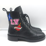 Louis Vuitton Ranger Boots with Patches Black Leather Size 40 Flat Combat Boots