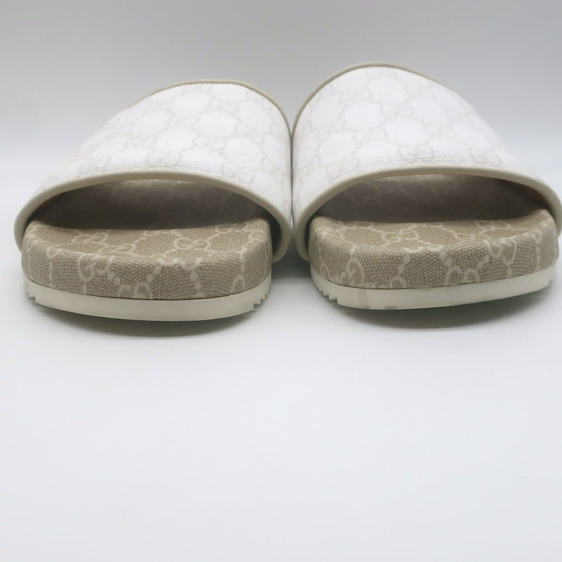Gucci GG Supreme Slide Sandals Cream/Beige Canvas Size 7
