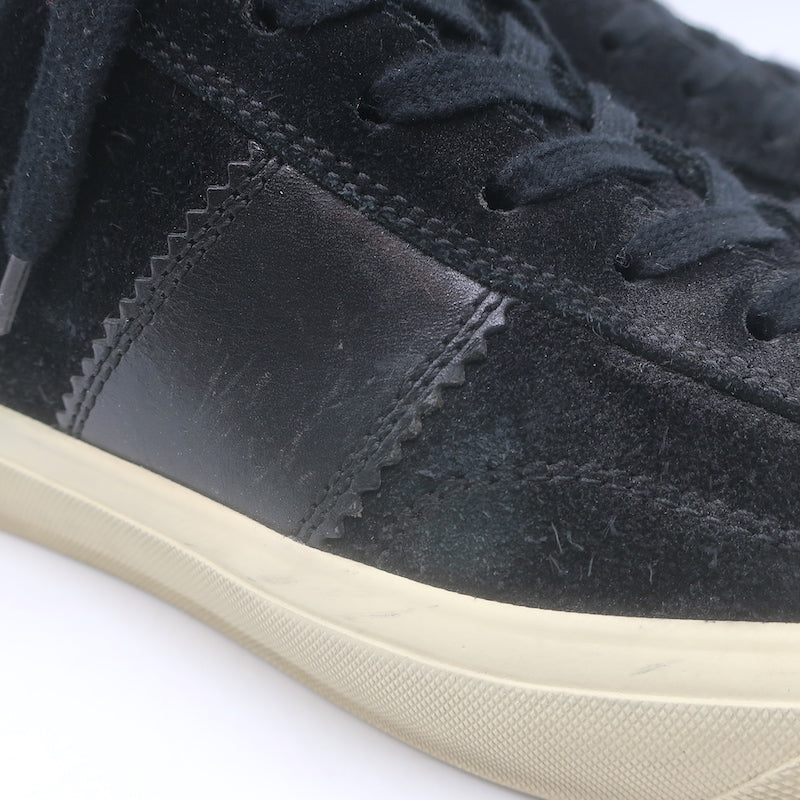 Tom Ford Cambridge Low Top Sneakers Black Leather &amp; Suede Size 7.5