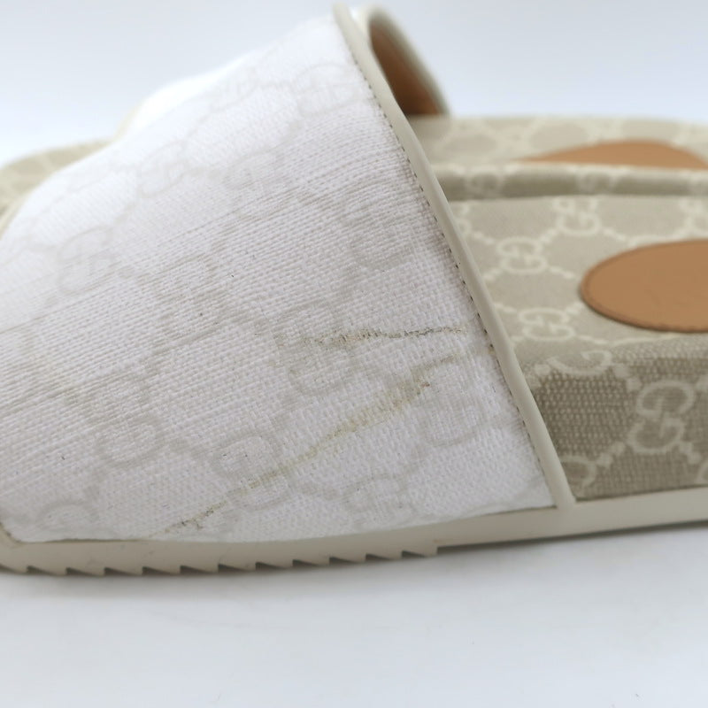 Gucci GG Supreme Slide Sandals Cream/Beige Canvas Size 7