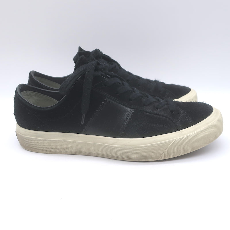 Tom Ford Cambridge Low Top Sneakers Black Leather &amp; Suede Size 7.5