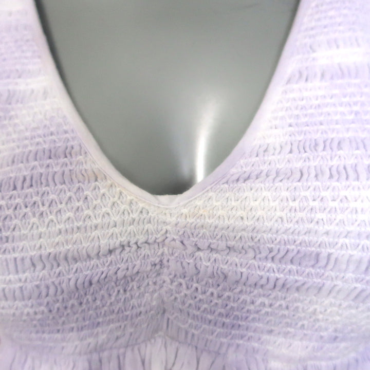 LoveShackFancy Sonara Smocked Mini Dress Lavender Tie Dye Cotton Size Petite