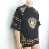 Dolce & Gabbana Devotion Linen T-Shirt Black/Gold Size 48