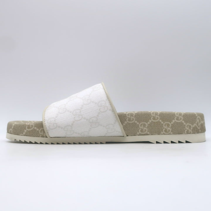Gucci GG Supreme Slide Sandals Cream/Beige Canvas Size 7