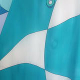 Emilio Pucci Cold-Shoulder Printed Silk Chiffon Kaftan Blue/Aqua One Size