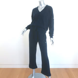 Alo Yoga cashmere V-neck sweater and flared pants set in navy, pre-owned and gently worn