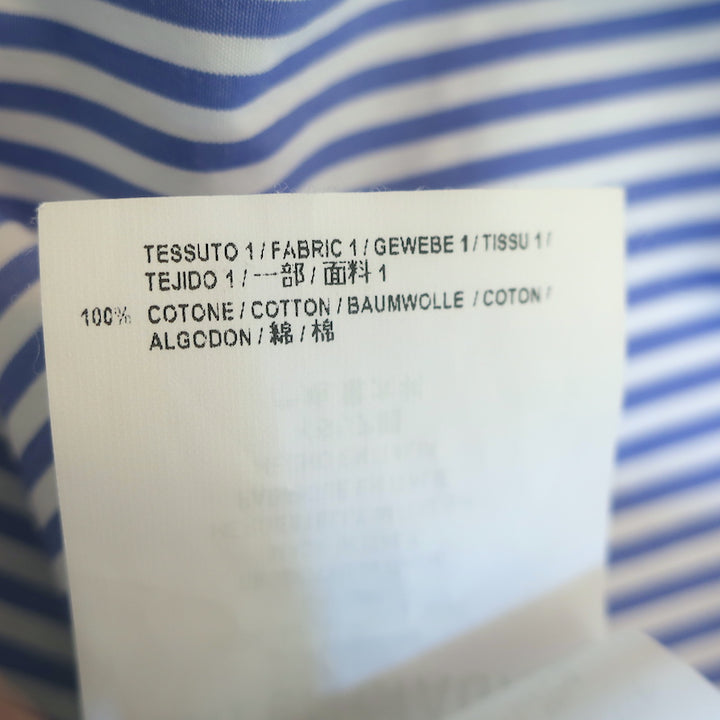 Balenciaga Logo Print Swing Shirt White &amp; Blue Striped Cotton Size 34