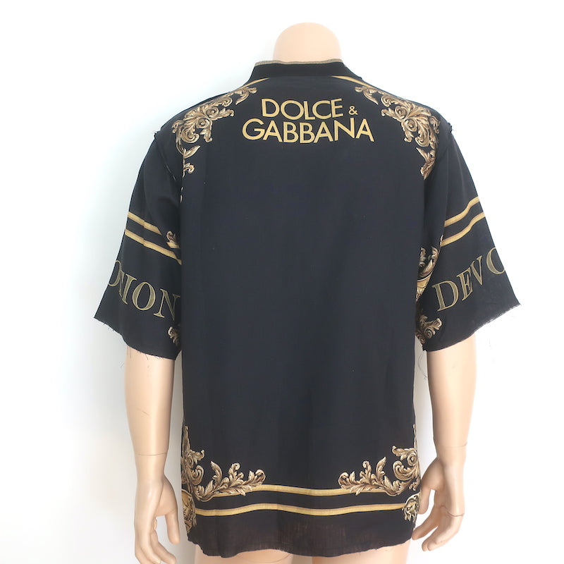 dolce and gabbana gold dress shirt Dolce & Gabbana Gold Logo-Printed Shirt