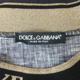 Dolce & Gabbana Devotion Linen T-Shirt Black/Gold Size 48