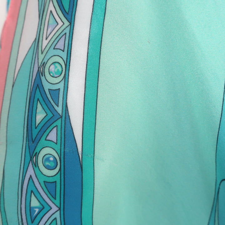 Emilio Pucci Cold-Shoulder Printed Silk Chiffon Kaftan Blue/Aqua One Size