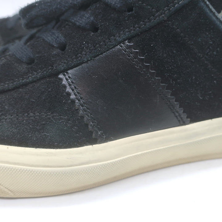 Tom Ford Cambridge Low Top Sneakers Black Leather &amp; Suede Size 7.5