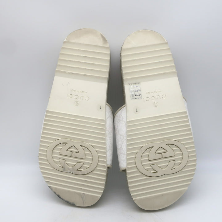 Gucci GG Supreme Slide Sandals Cream/Beige Canvas Size 7