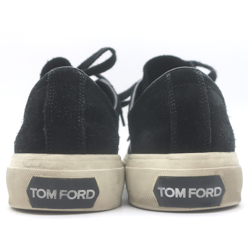 Tom Ford Cambridge Low Top Sneakers Black Leather &amp; Suede Size 7.5