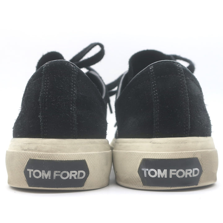 Tom Ford Cambridge Low Top Sneakers Black Leather &amp; Suede Size 7.5