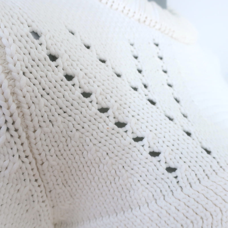 Tibi Shrunken Sweater White Cotton-Blend Knit Size Extra Small Cropped Pullover