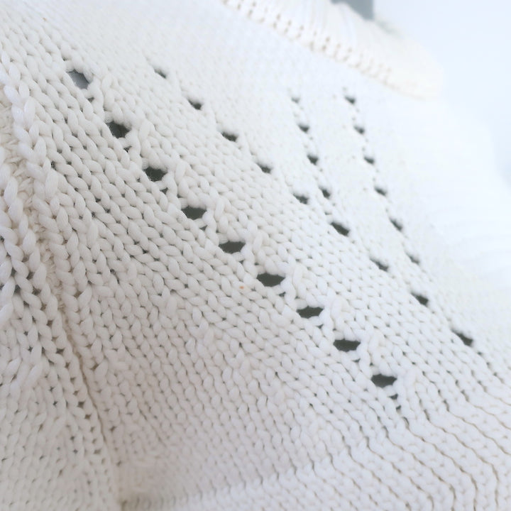 Tibi Shrunken Sweater White Cotton-Blend Knit Size Extra Small Cropped Pullover