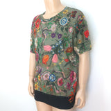 Gucci Flora Snake Print T-Shirt Military Green Linen Jersey Size Large NEW