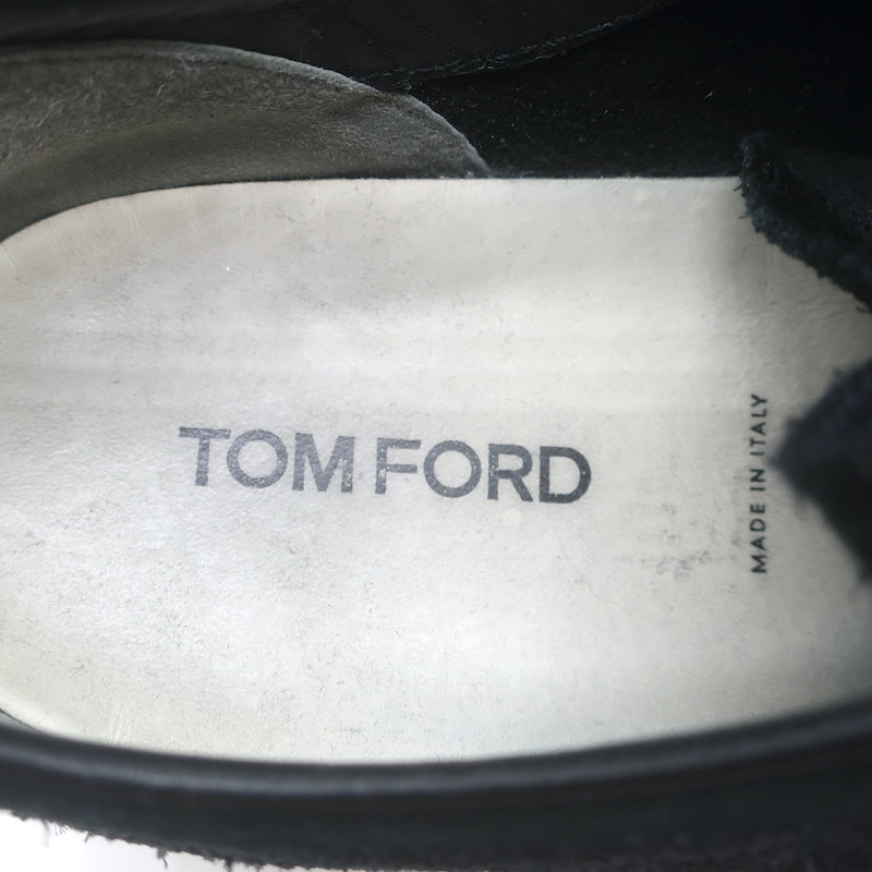 Tom Ford Cambridge Low Top Sneakers Black Leather &amp; Suede Size 7.5
