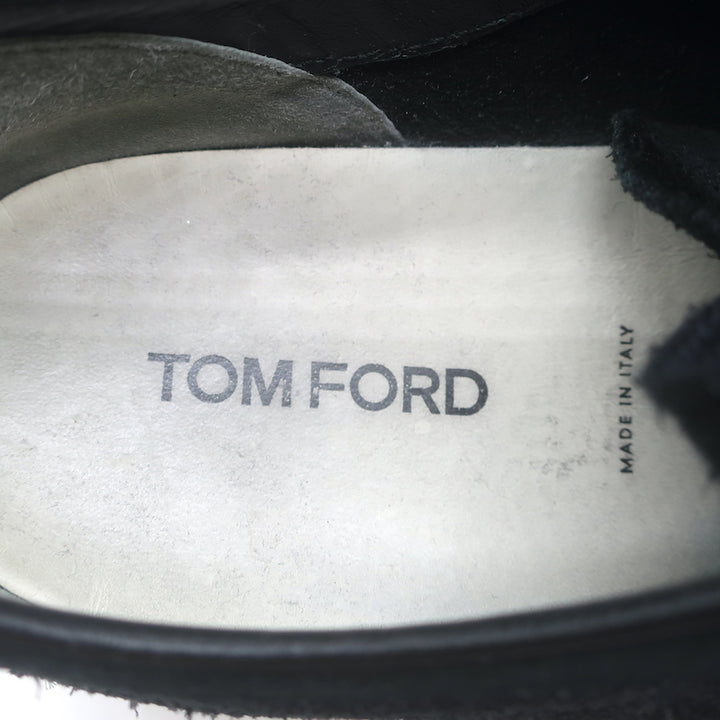 Tom Ford Cambridge Low Top Sneakers Black Leather &amp; Suede Size 7.5