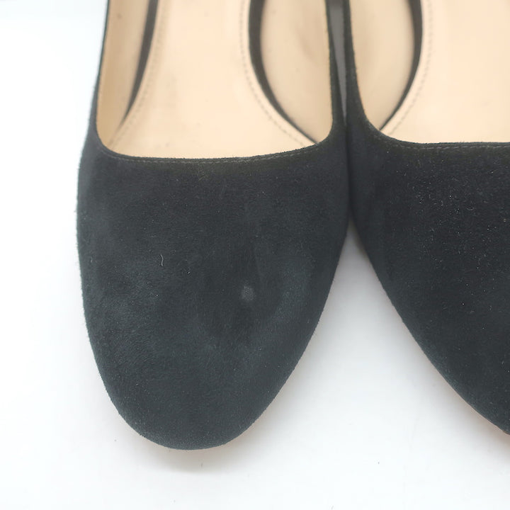Prada Block Heel Pumps Black Suede Size 38.5