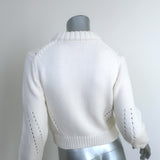 Tibi Shrunken Sweater White Cotton-Blend Knit Size Extra Small Cropped Pullover