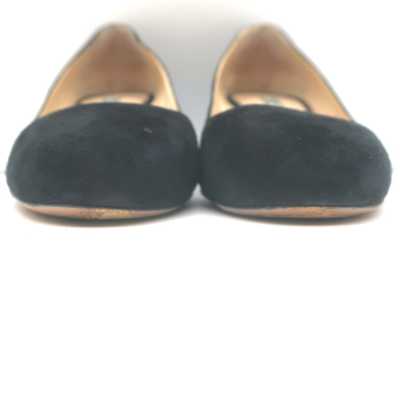 Prada Block Heel Pumps Black Suede Size 38.5
