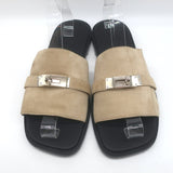 Hermes Gabriel Slide Sandals Beige Suede Size 43