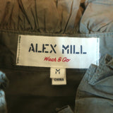 Alex Mill Ruffled Button Down Shirt Army Green Size Medium Long Sleeve Top