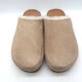 Jenni Kayne Shearling-Lined Moc Clogs Taupe Suede Size 38