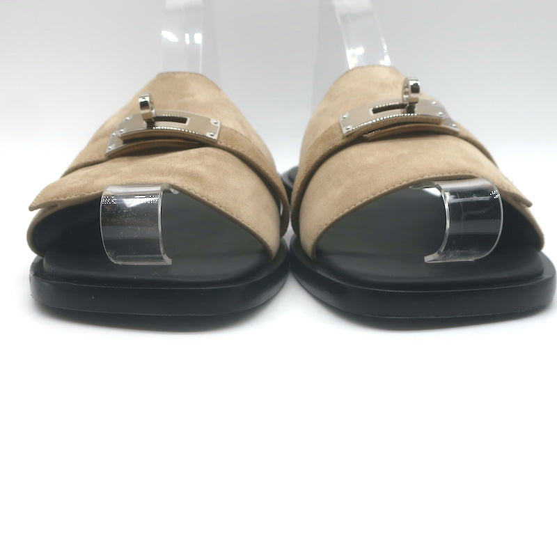 Hermes Gabriel Slide Sandals Beige Suede Size 43