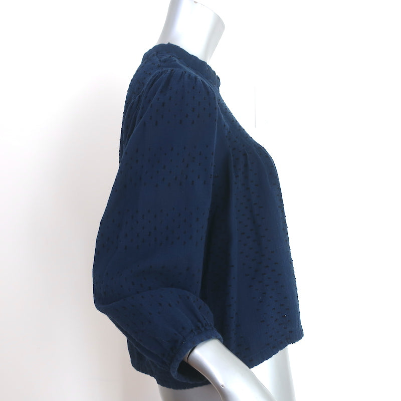 Ace &amp; Jig Blouse Navy Swiss Dot Cotton Size Extra Small 3/4 Sleeve Top