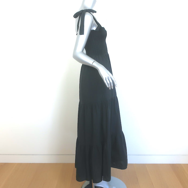Xirena Loraine Tiered Midi Dress Black Smocked Cotton Size Large