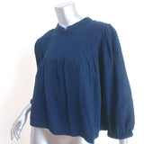 Ace & Jig Blouse Navy Swiss Dot Cotton Size Extra Small 3/4 Sleeve Top