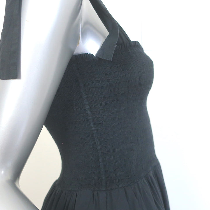 Xirena Loraine Tiered Midi Dress Black Smocked Cotton Size Large