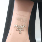 Prada Block Heel Pumps Black Suede Size 38.5