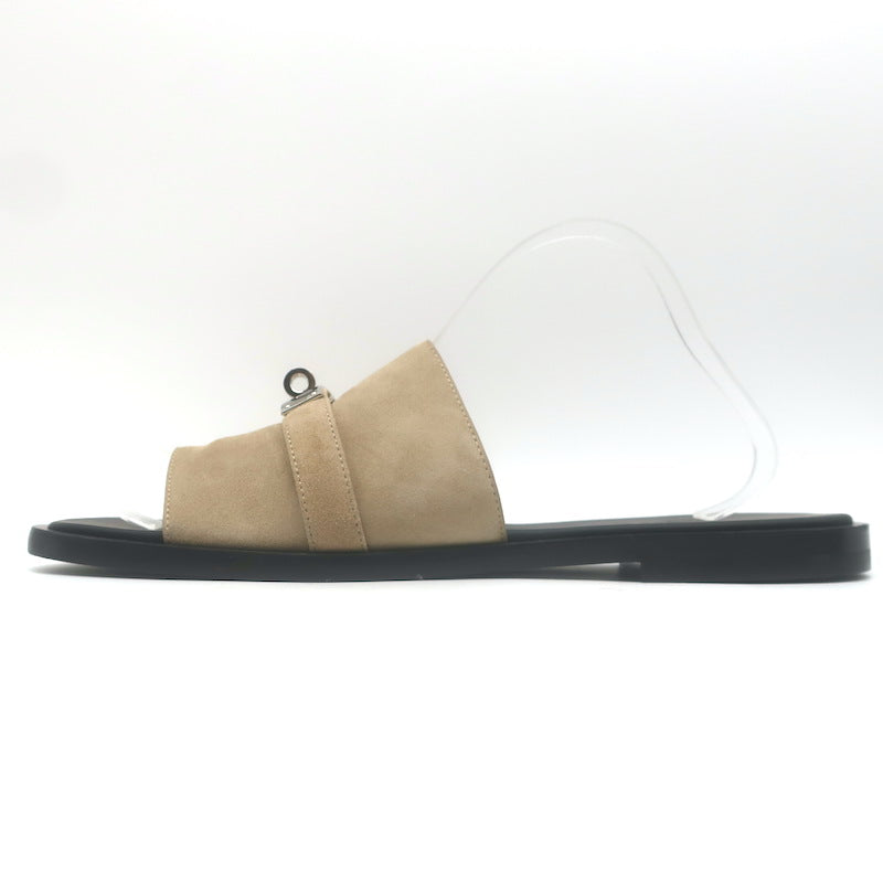Hermes Gabriel Slide Sandals Beige Suede Size 43